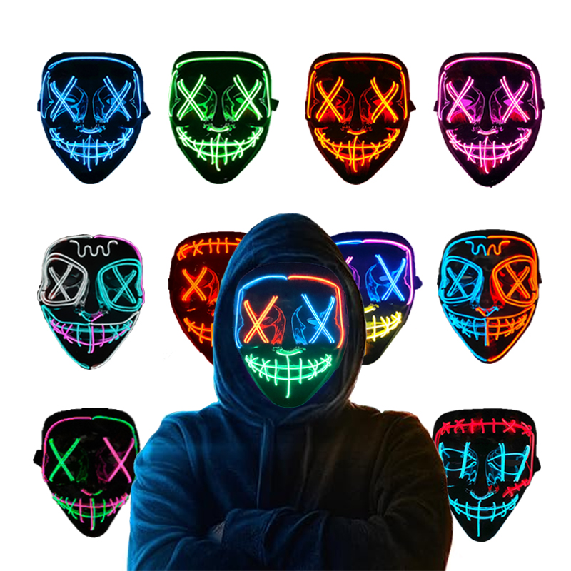 Led Purge Mask Halloween - Беспроводные неоновые светящиеся маски для косплея,